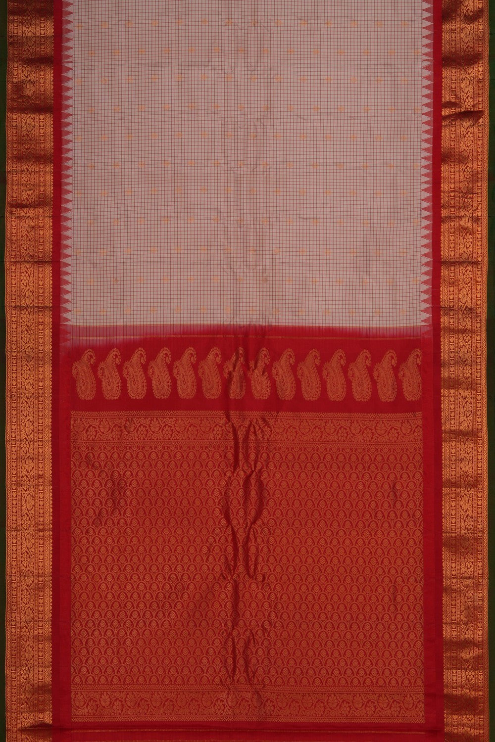 Image of Gadwal Silk Off-White Saree